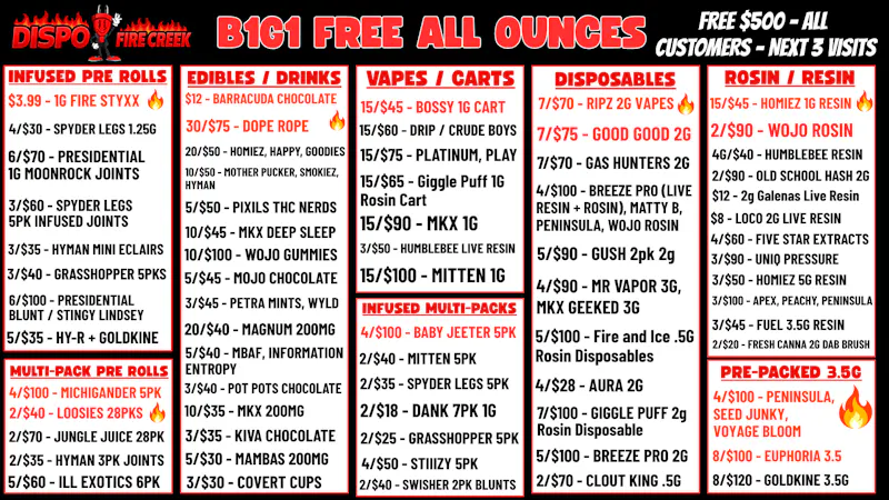 Fire Creek Battle Creek - Recreational 💨B1G1 FREE OUNCES🔥+ $500 FREE ALL CUSTOMERS💰