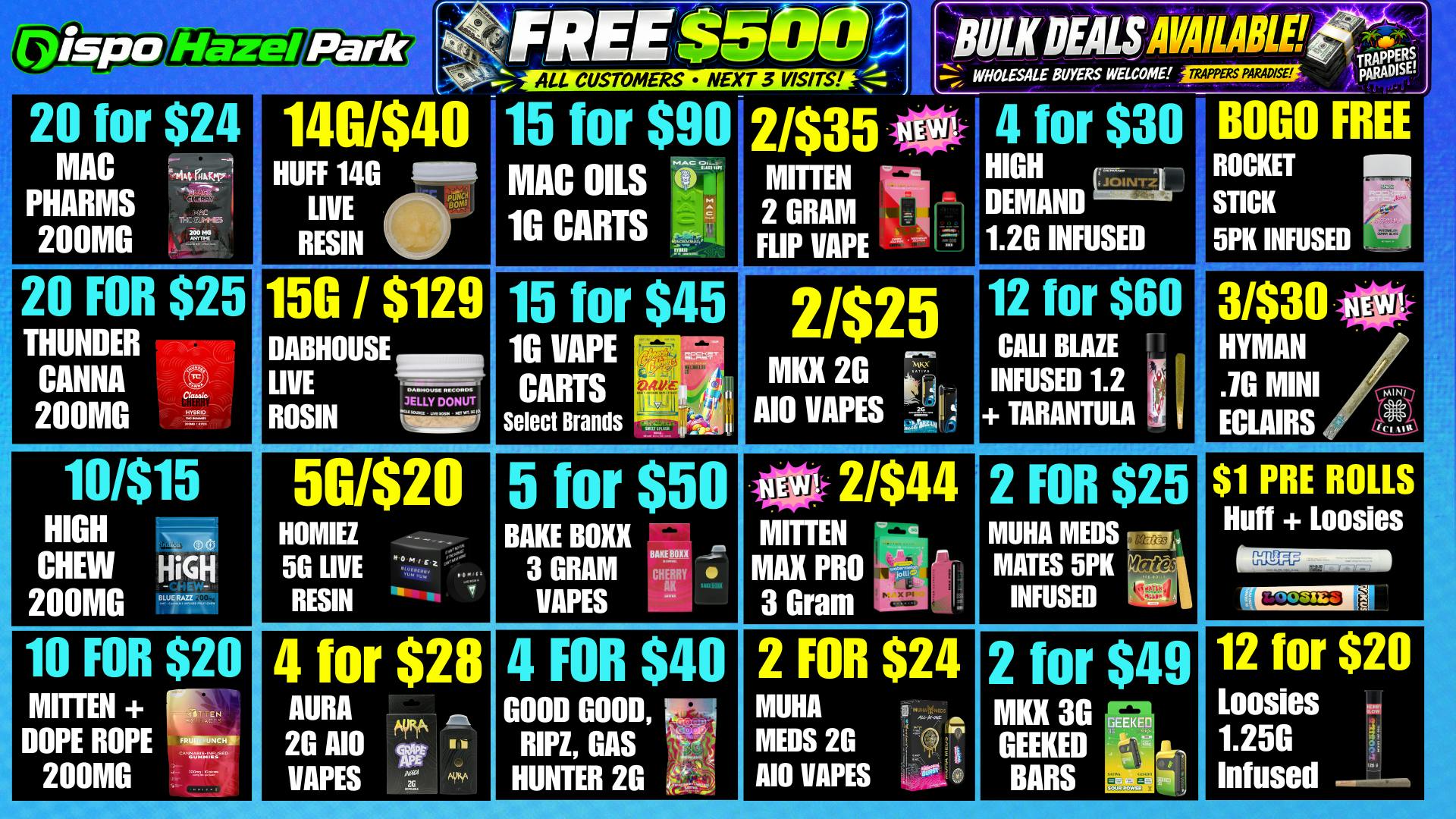 Dispo Hazel Park 🎁B1G1 FREE OUNCES🎁$500 FREE ALL CUSTOMERS💰