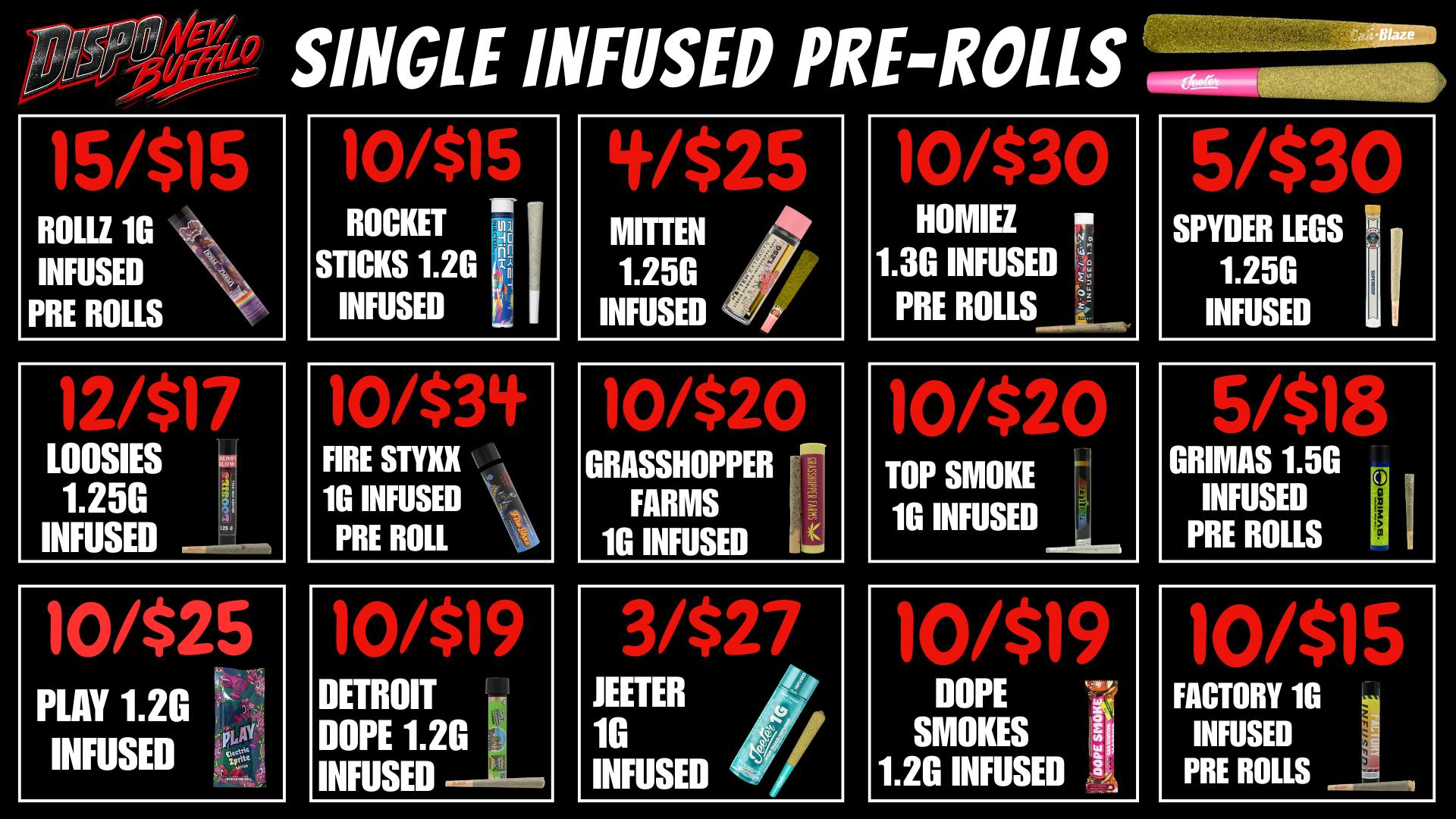 Dispo New Buffalo 🍒INFUSED PRE ROLLS🍭LOWEST $$ IN THE STATE🤩