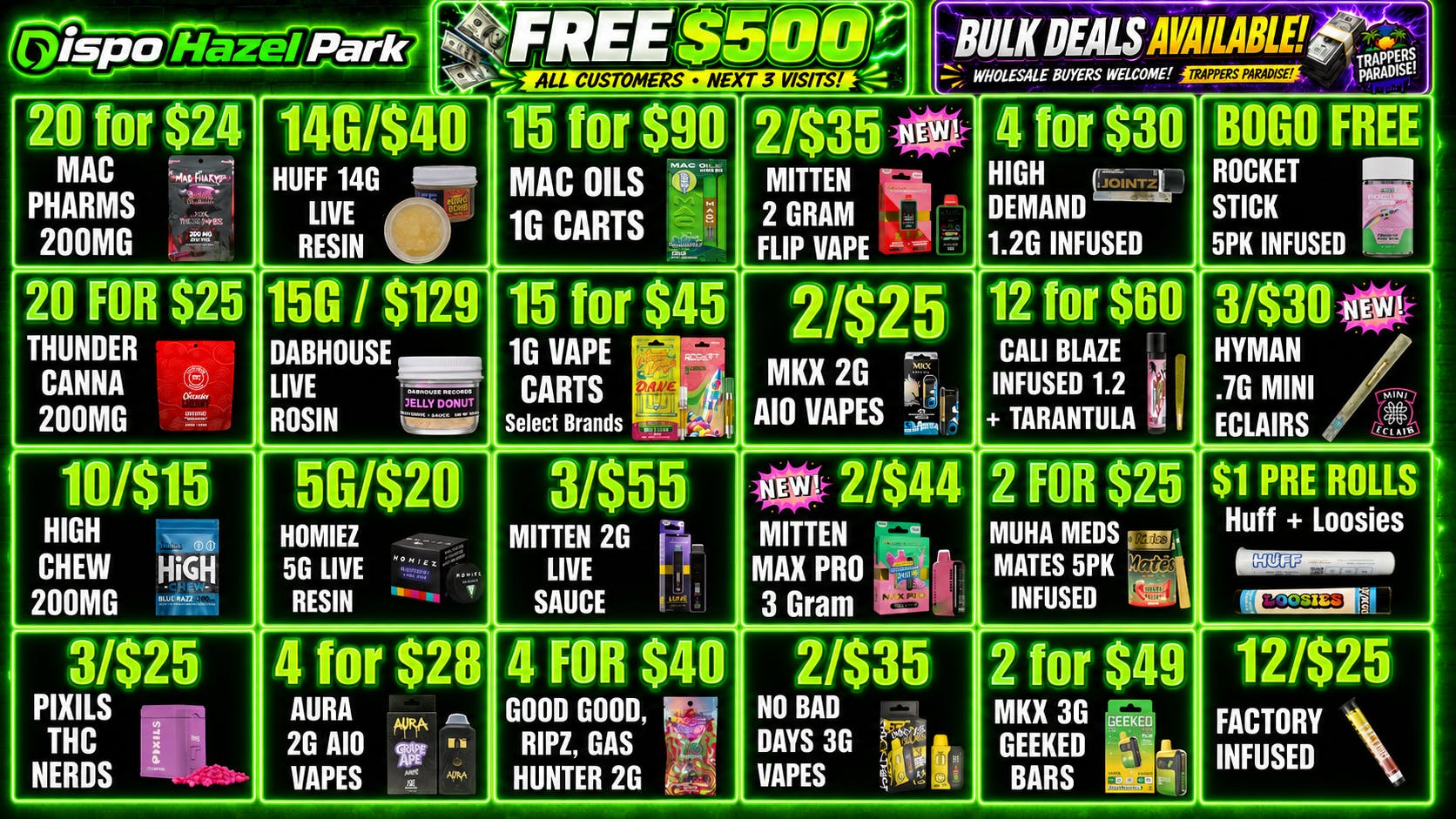 Dispo Hazel Park 🎁B1G1 FREE OUNCES🎁$500 FREE ALL CUSTOMERS💰