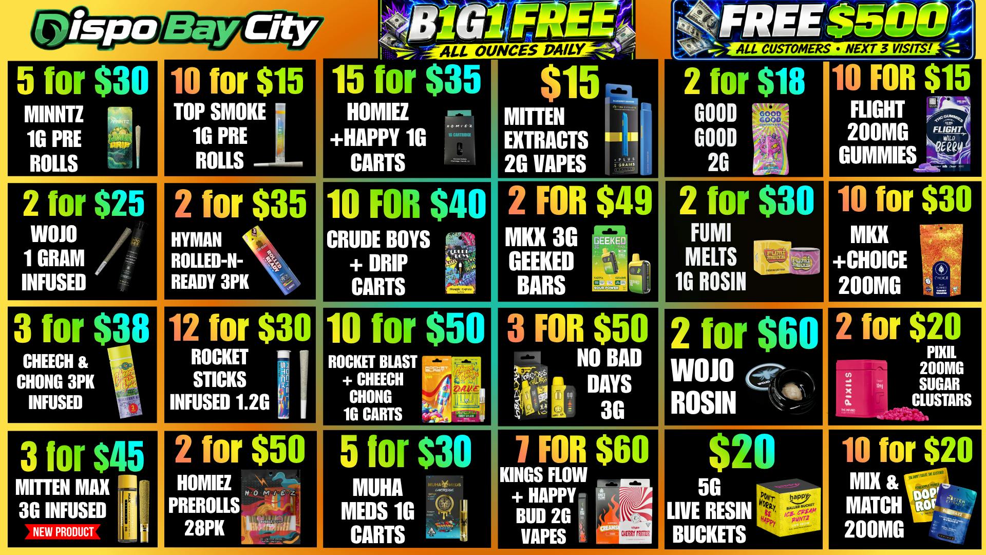 Dispo Bay City North 🎁B1G1 FREE OUNCES🎁+ $500 FREE ALL CUSTOMERS💰