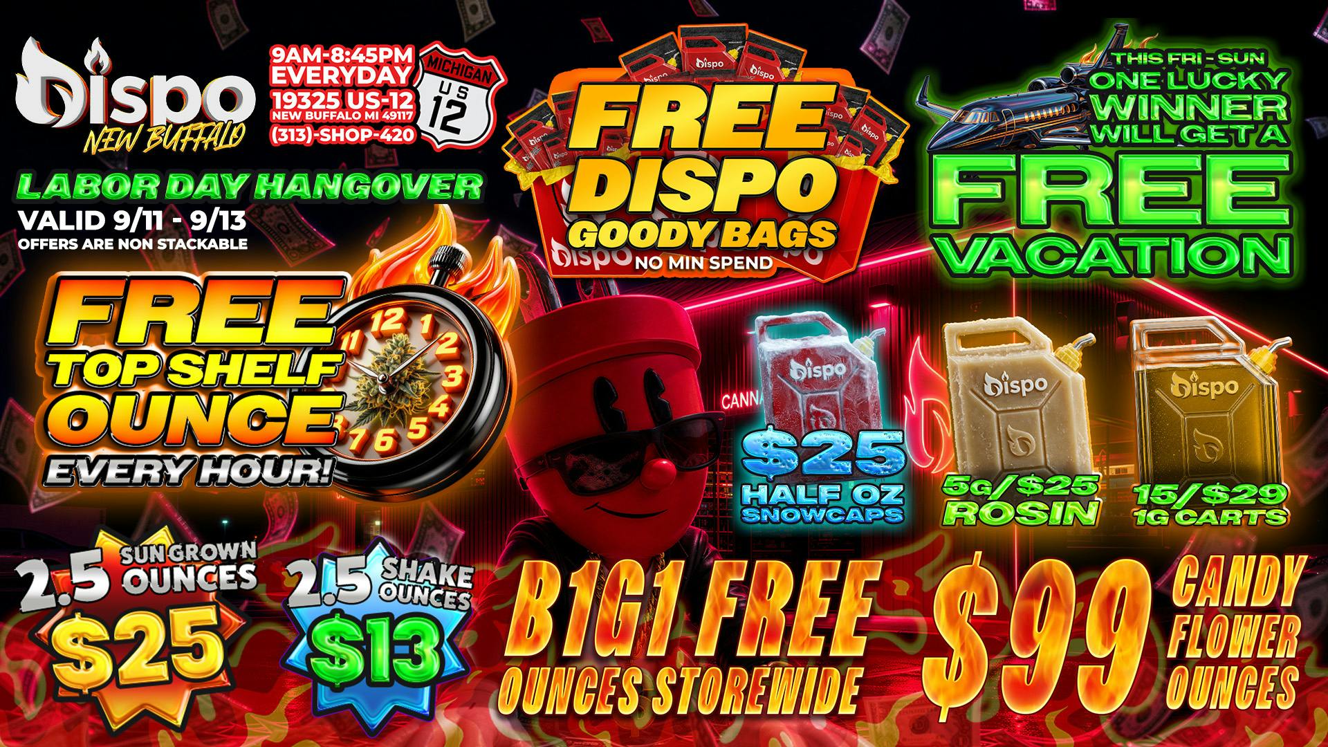 Dispo New Buffalo 🎊FREE DISPO GOODY BAGS🎊FREE OZ EVERY HOUR💨