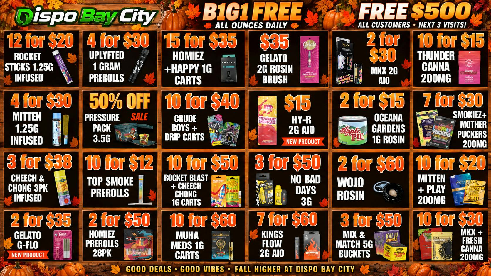 Dispo Bay City North 🔥B1G1 FREE OUNCES🍁+ $500 FREE ALL CUSTOMERS💰
