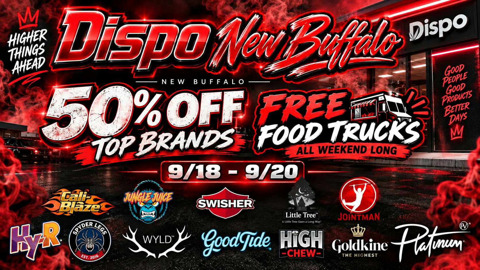 Dispo New Buffalo 🔥50% OFF BRANDS + FREE FOOD TRUCKS ALL WEEKEND🍔