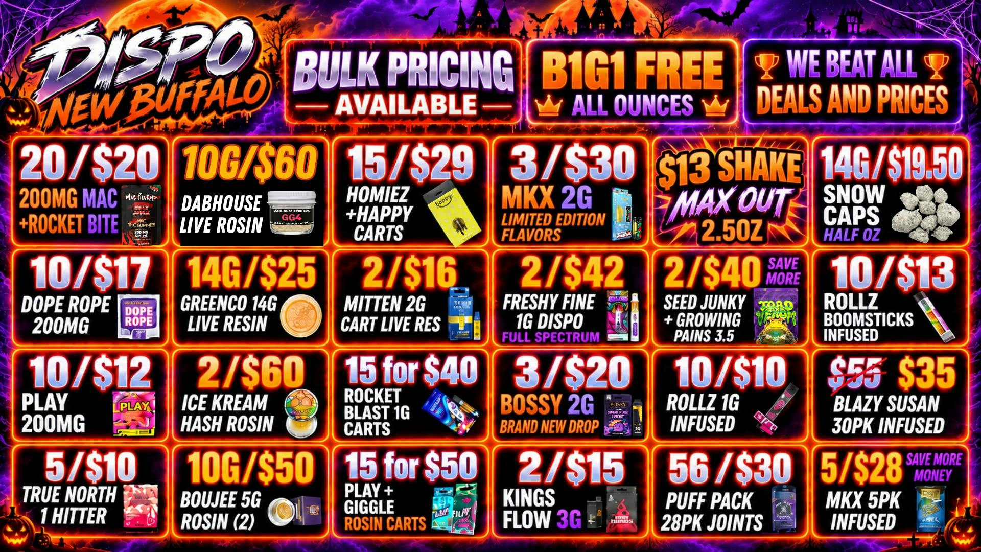 Dispo New Buffalo 👻LOWEST PRICES + DEALS🎃VOTED BEST DISPO IN MI🎃