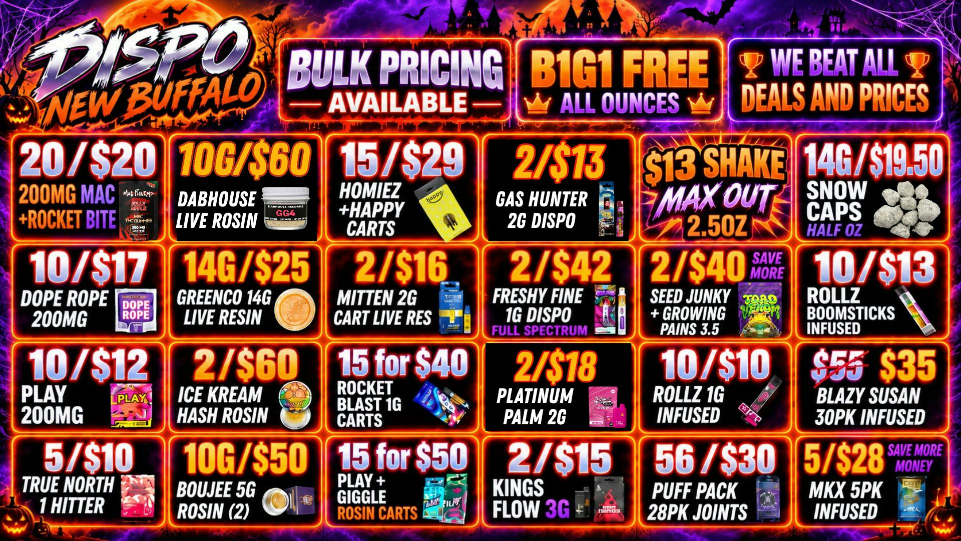 Dispo New Buffalo 👻LOWEST PRICES + DEALS🎃VOTED BEST DISPO IN MI🎃