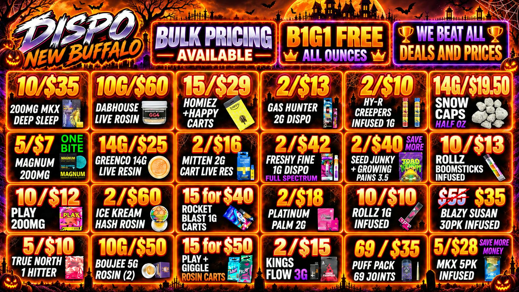 Dispo New Buffalo 👻LOWEST PRICES + DEALS🎃VOTED BEST DISPO IN MI🎃