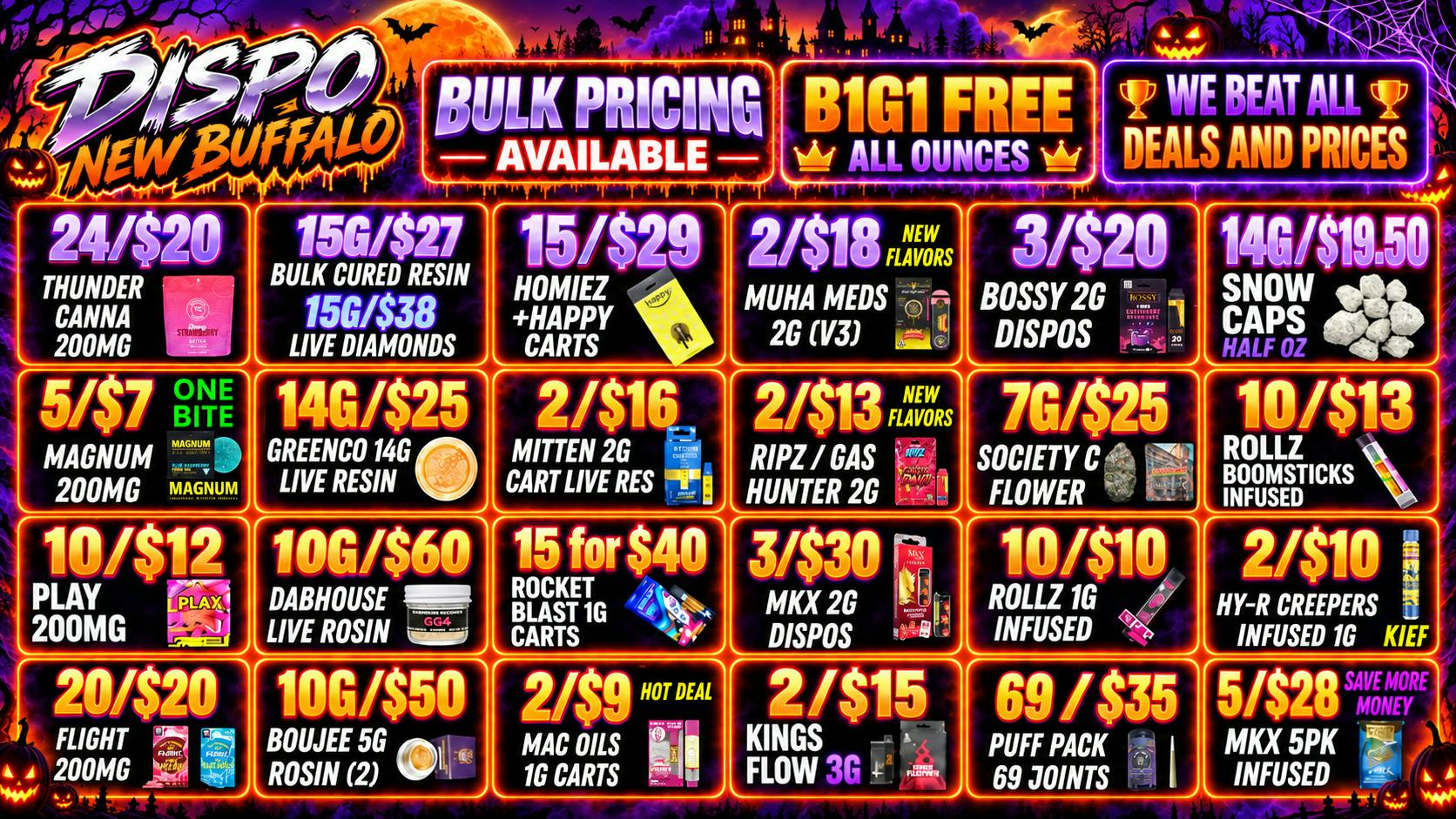 Dispo New Buffalo 👻LOWEST PRICES + DEALS🎃VOTED BEST DISPO IN MI🎃