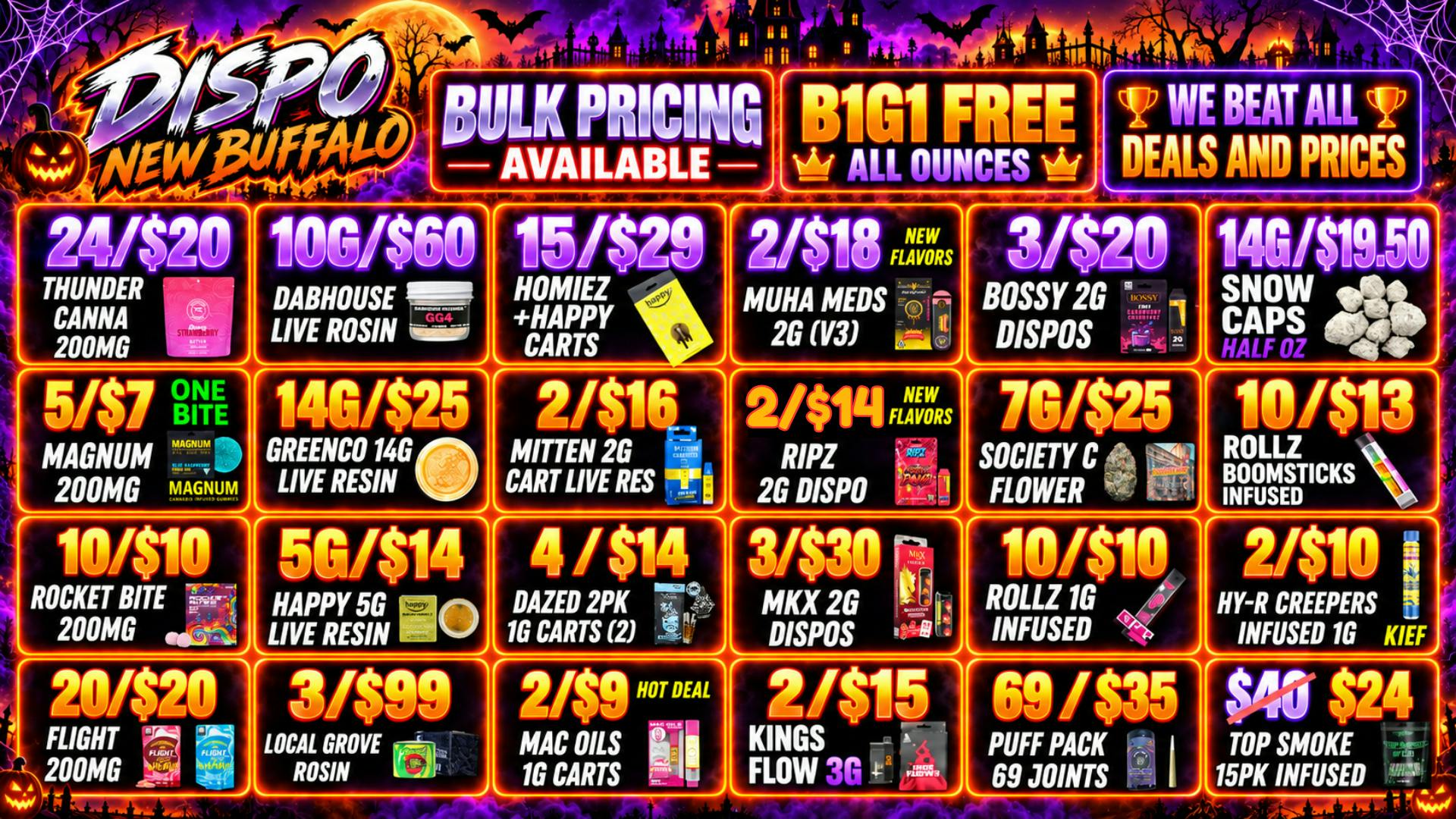 Dispo New Buffalo 👻LOWEST PRICES + DEALS🎃VOTED BEST DISPO IN MI🎃