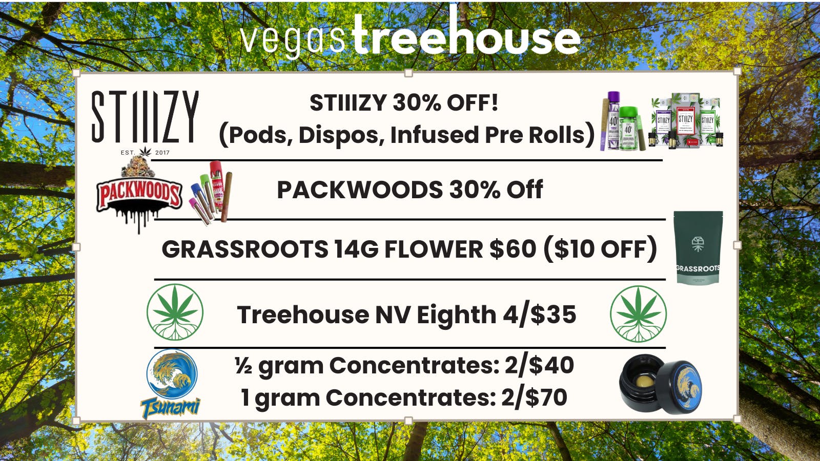 Vegas Treehouse DAILY DEALS AT VEGAS TREEHOUSE