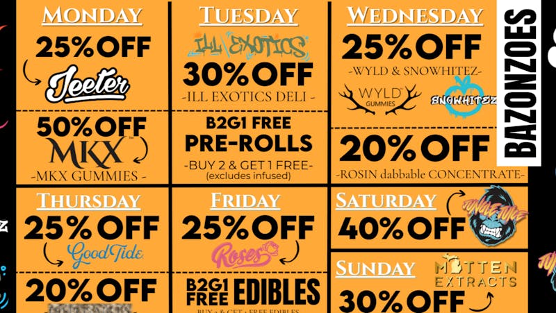 Bazonzoes | Walled Lake | Rec October Daily Deals at Bazonzoes!