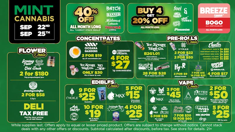 Mint Cannabis - Roseville Mint Featured Deals Weekend