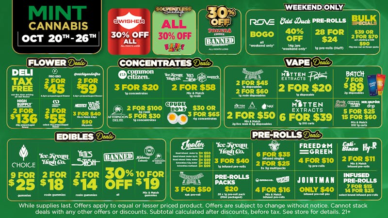 Mint Cannabis - Monroe Mint Featured Weekly Deals