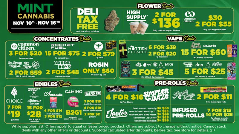 Mint Cannabis - Roseville Mint Featured Weekly Deals