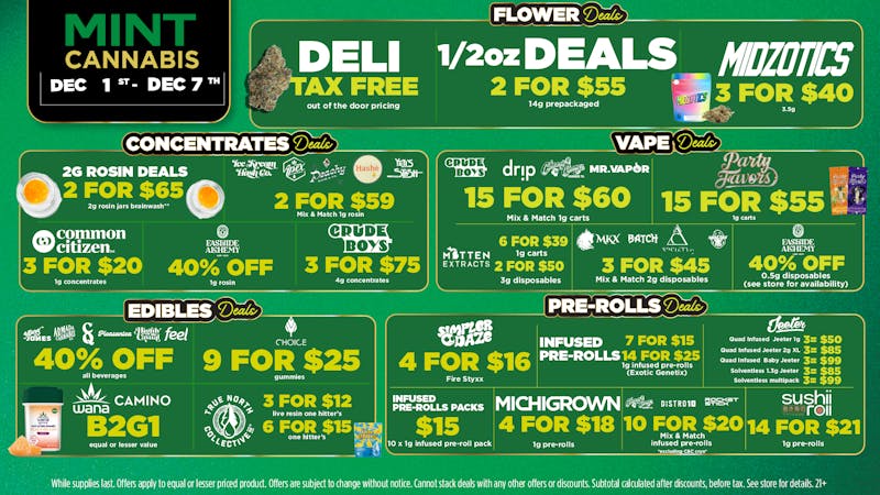 Mint Cannabis - New Buffalo Mint's HOTTEST Weekly Deals
