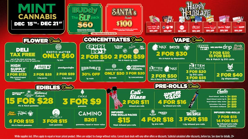 Mint Cannabis - Coldwater Mint's HOTTEST Weekly Deals