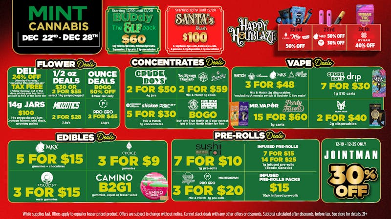 Mint Cannabis - Portage Mint's HOTTEST Weekly Deals