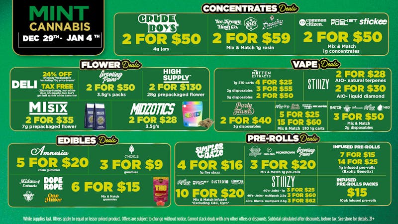 Mint Cannabis - Roseville Mint's HOTTEST Weekly Deals