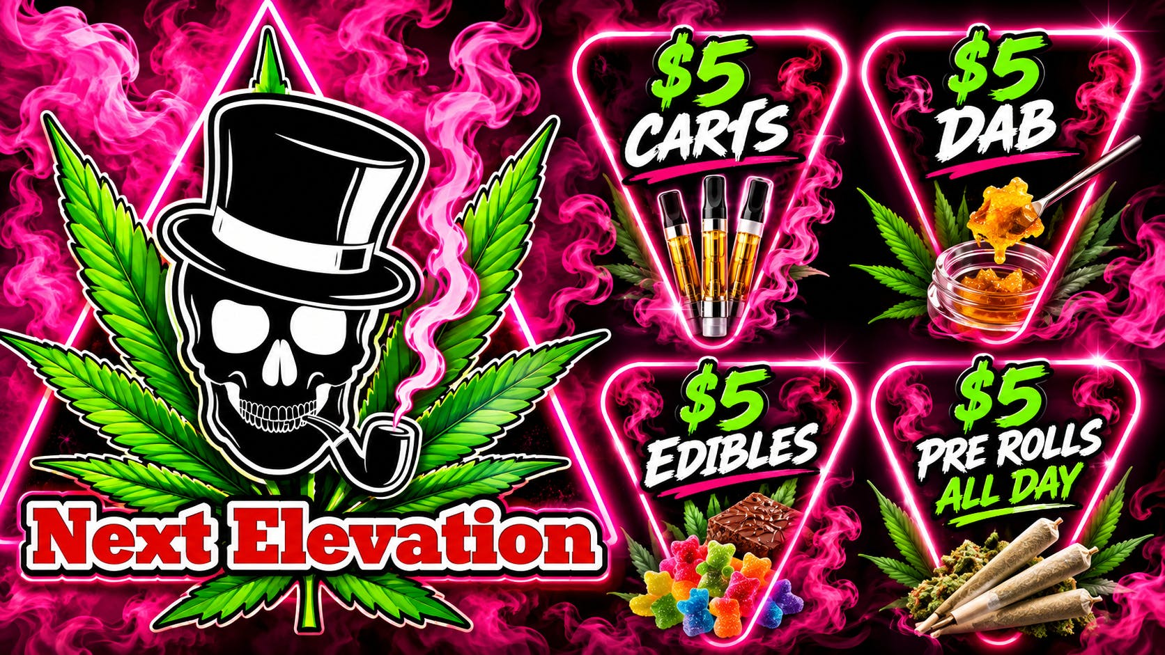NEXT ELEVATION 2 $5$5$5 WEED DEALS**$50 B-BUDS BACK IN STOCK!!!
