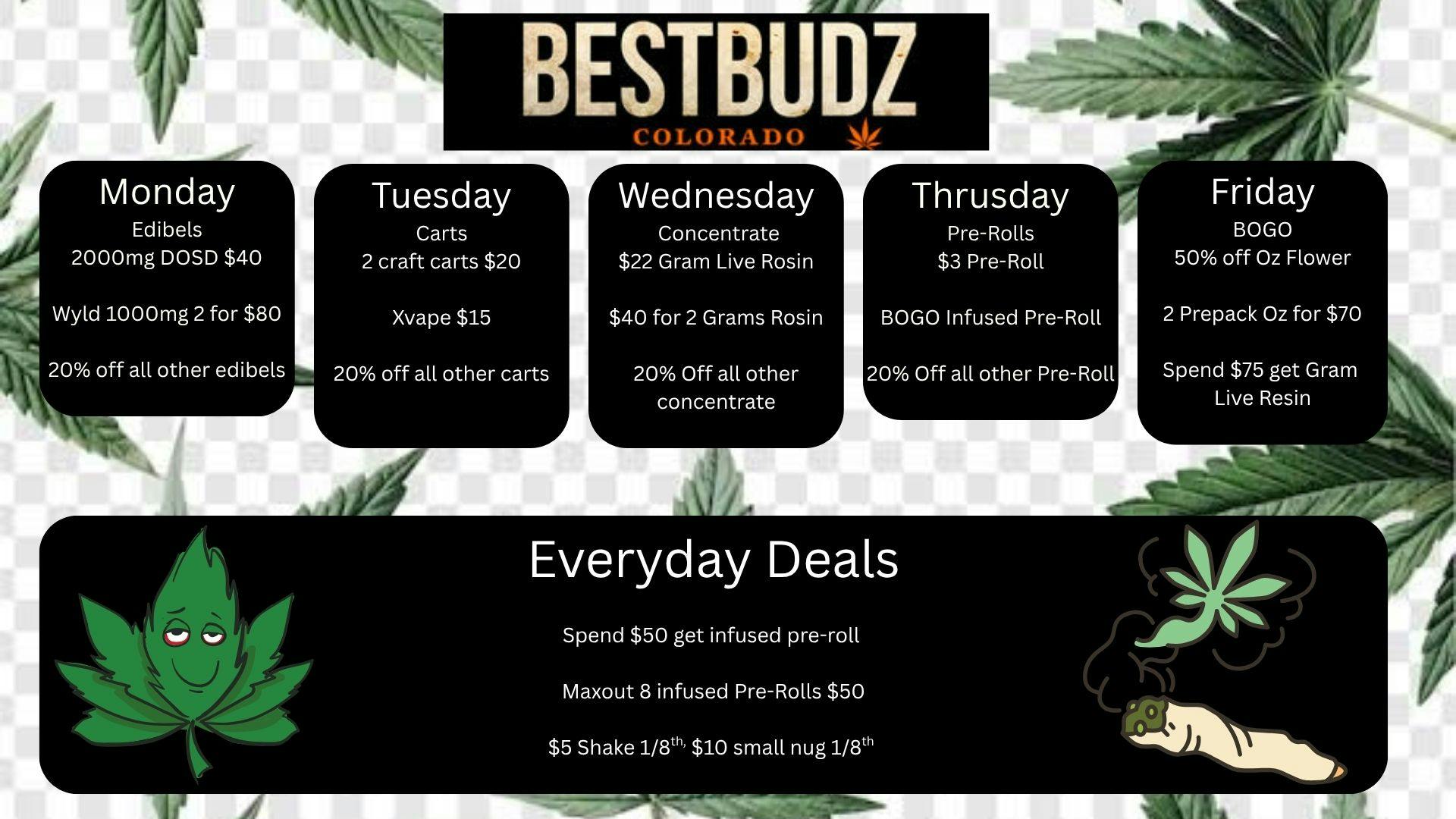 Best Budz Austin Bluffs Weekday Deals!!!!!!!