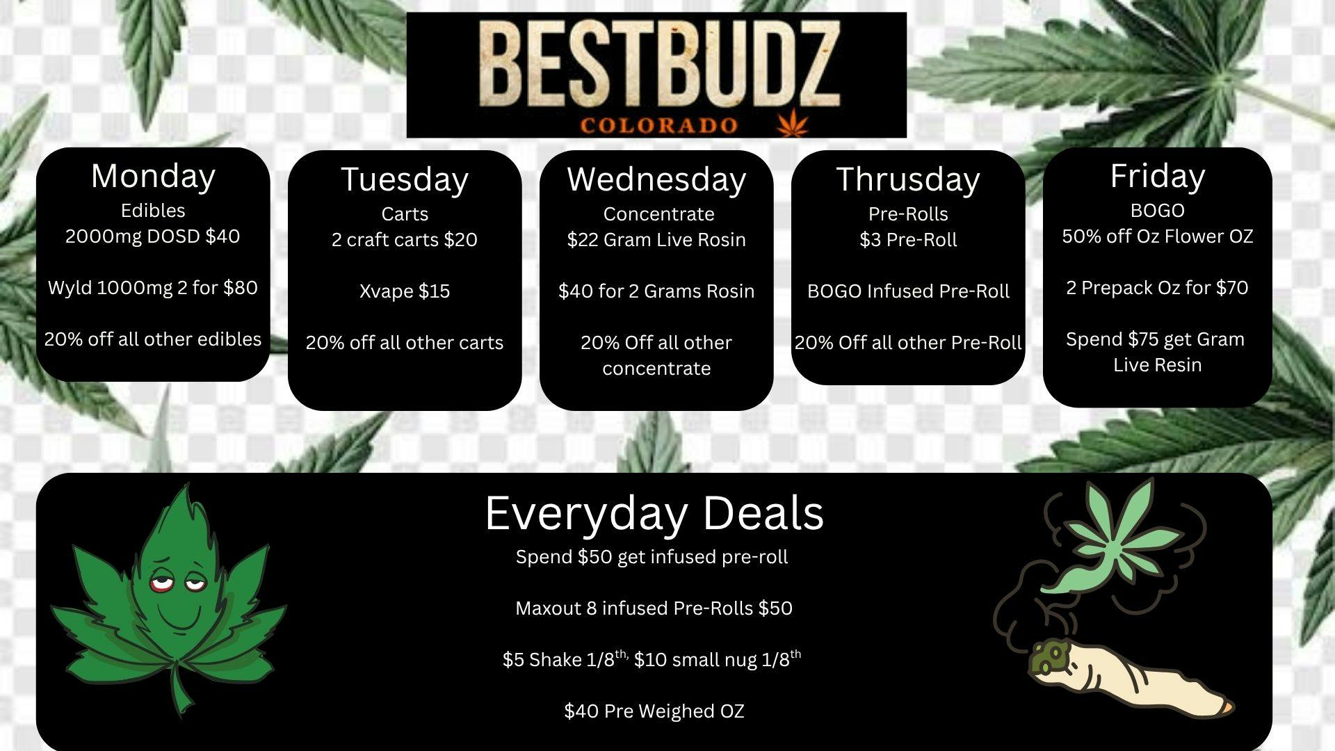 Best Budz Austin Bluffs Weekday Deals!!!!!!!