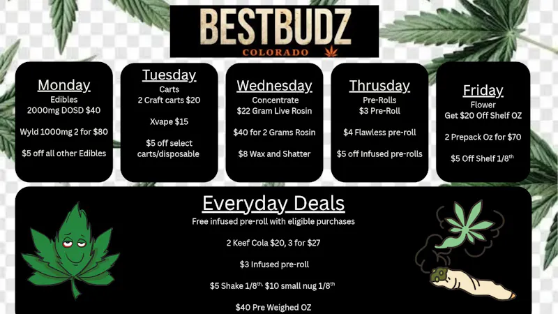 Best Budz Austin Bluffs Weekday Deals!!!!!!!