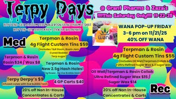 ZAZA'S TERPY DAYS THIS SAT ONLY! WANA POP-UP FRIDAY 3-6
