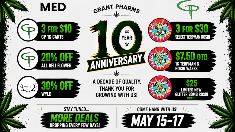 Grant Pharms II MED - 3 Carts for $10 OTD Thru 5/14