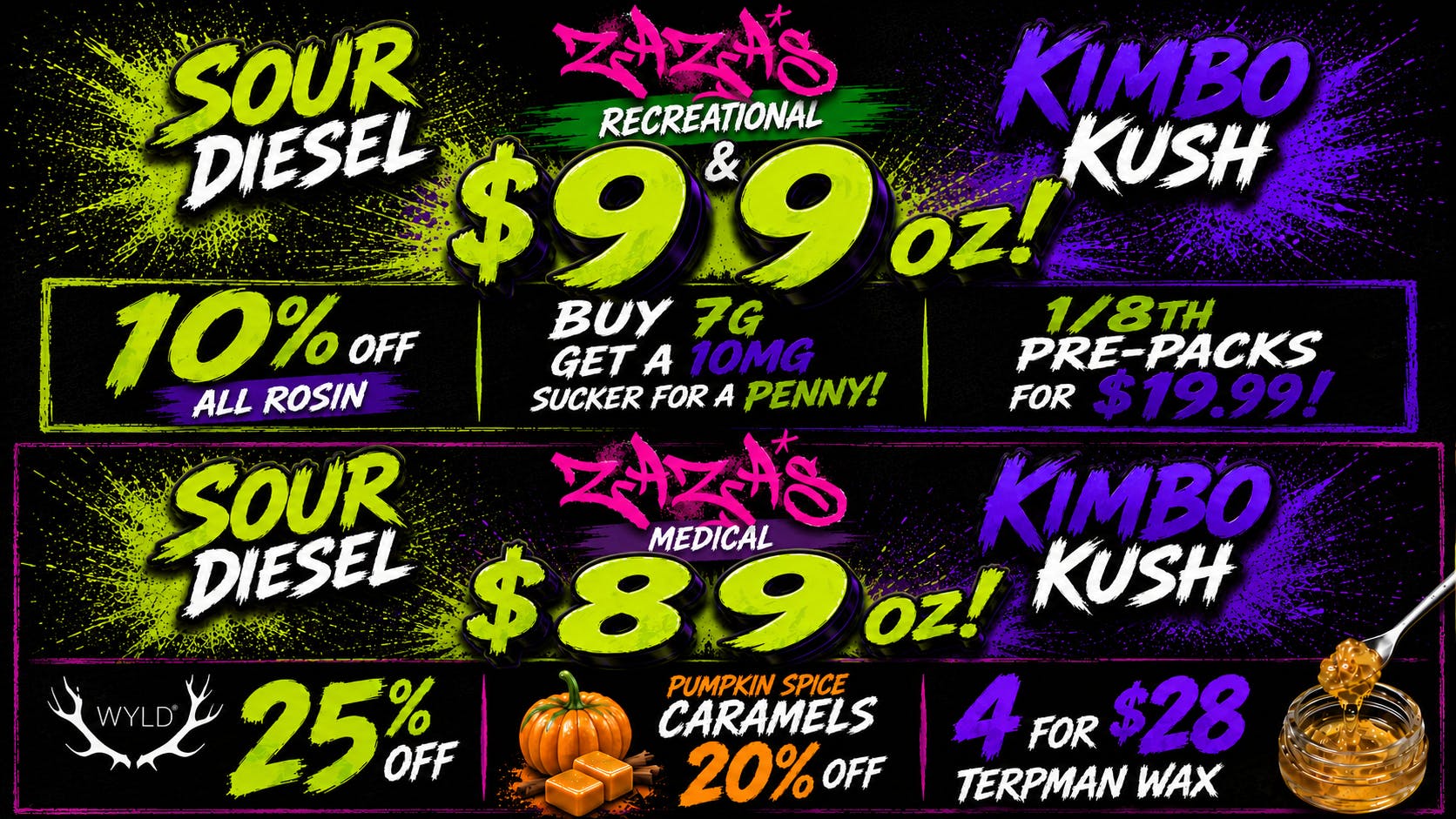 ZAZA'S MED & REC - Sour Diesel & Kimbo Kush Flower Sale!