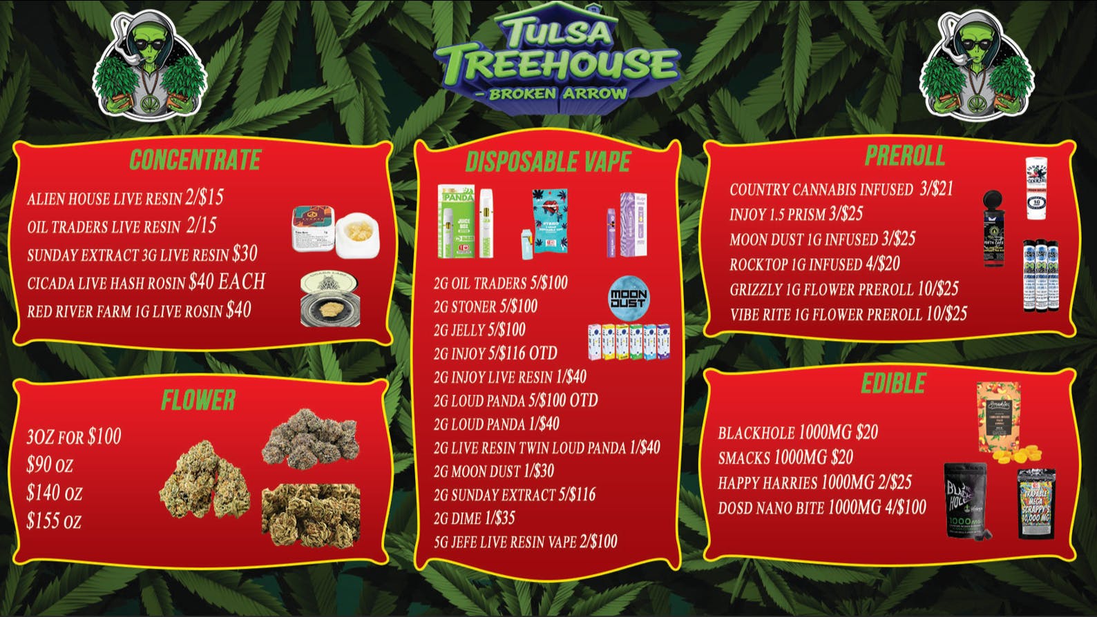 Tulsa Treehouse - Broken Arrow Moon dust 1g infused 3/$25