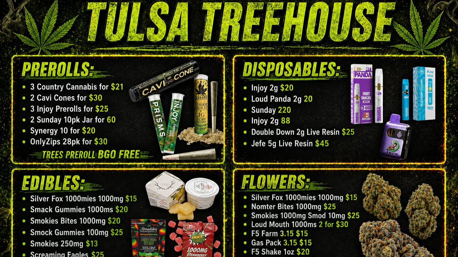 Tulsa Treehouse - Broken Arrow Silver Fox 1000mies 1000mg $15