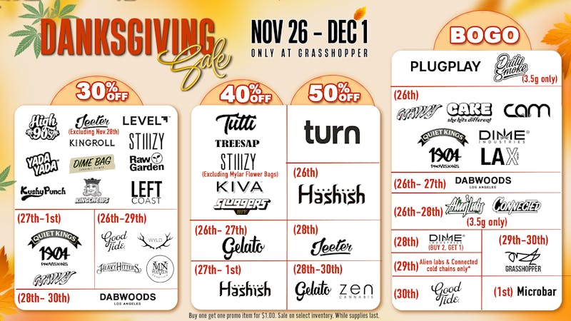 Grasshopper [Chula Vista] Thanksgiving Sale!