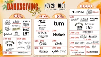 Grasshopper [Chula Vista] Danksgiving Sale! BOGO + 50% OFF TOP BRANDS