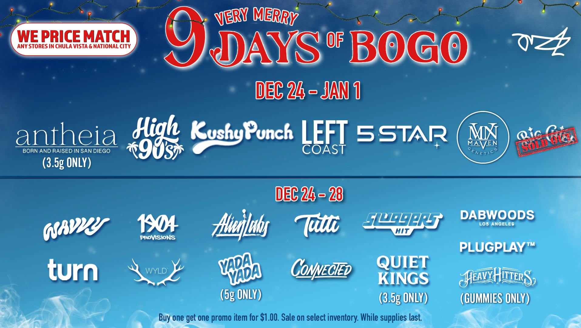 Grasshopper [Chula Vista] BOGO on 20+ Brands for 9 days! (Dec 24-Jan 1)