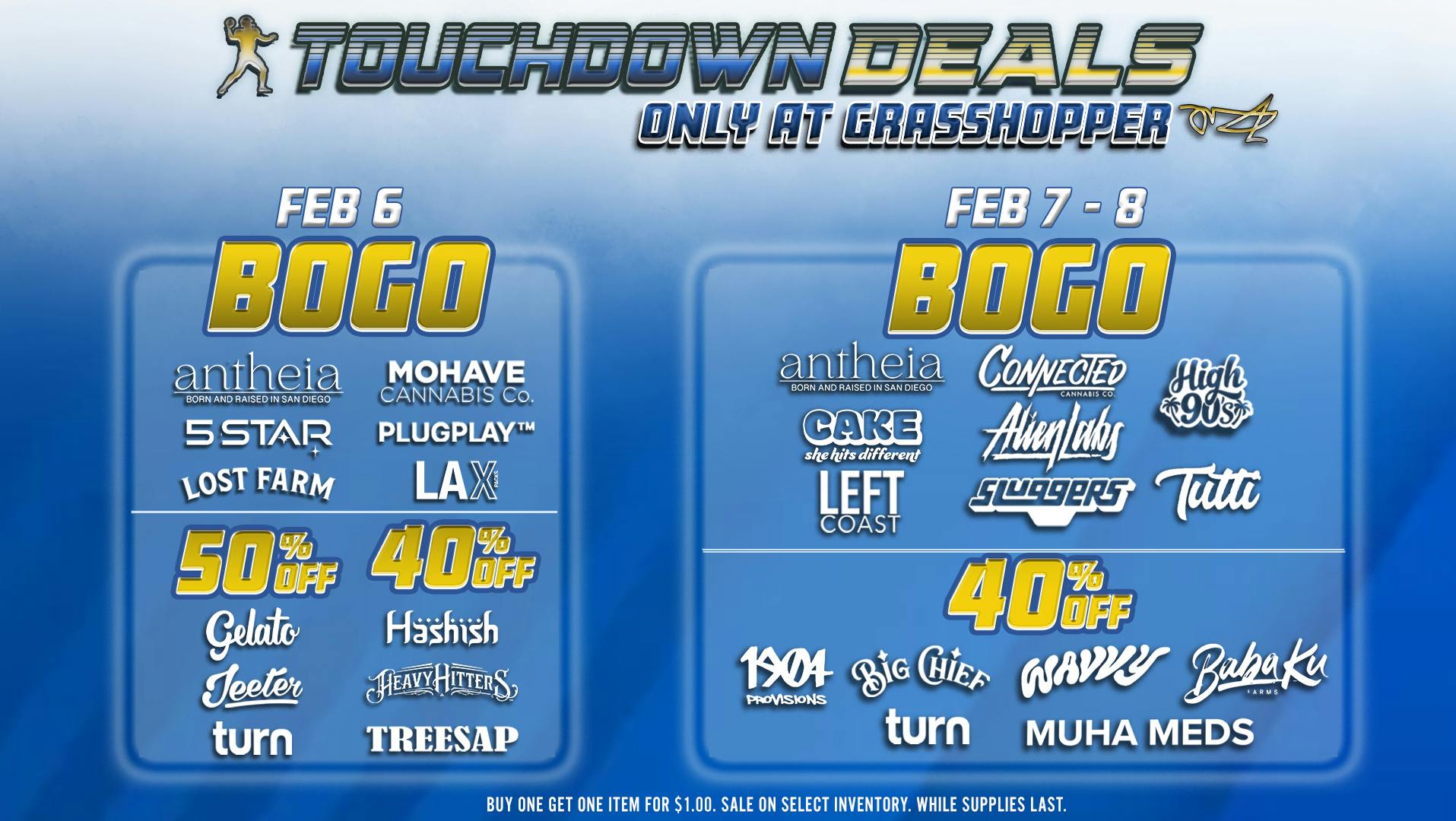 Grasshopper [Chula Vista] TOUCHDOWN DEALS ARE HERE!🏈