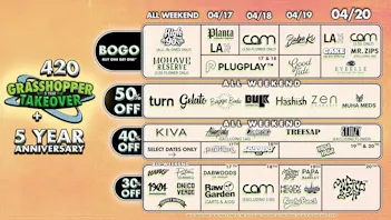 Grasshopper [Chula Vista] Grasshopper 5-Year Takeover + 420 ALL WEEKEND!