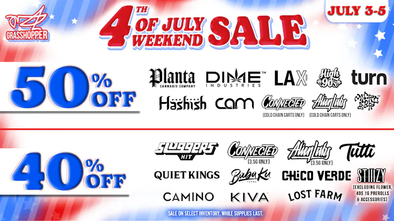 Grasshopper [Chula Vista] 4th of July: Cook'd Out BOGO Sale