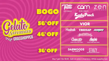 Grasshopper [Chula Vista] Get 50% OFF + BOGOs! Gelato Saturdays always HIT.
