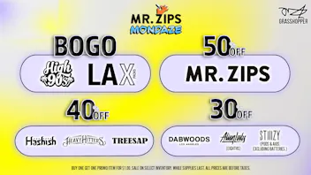 Grasshopper [Chula Vista] BOGO + 50% OFF Every Mr Zips Mondaze