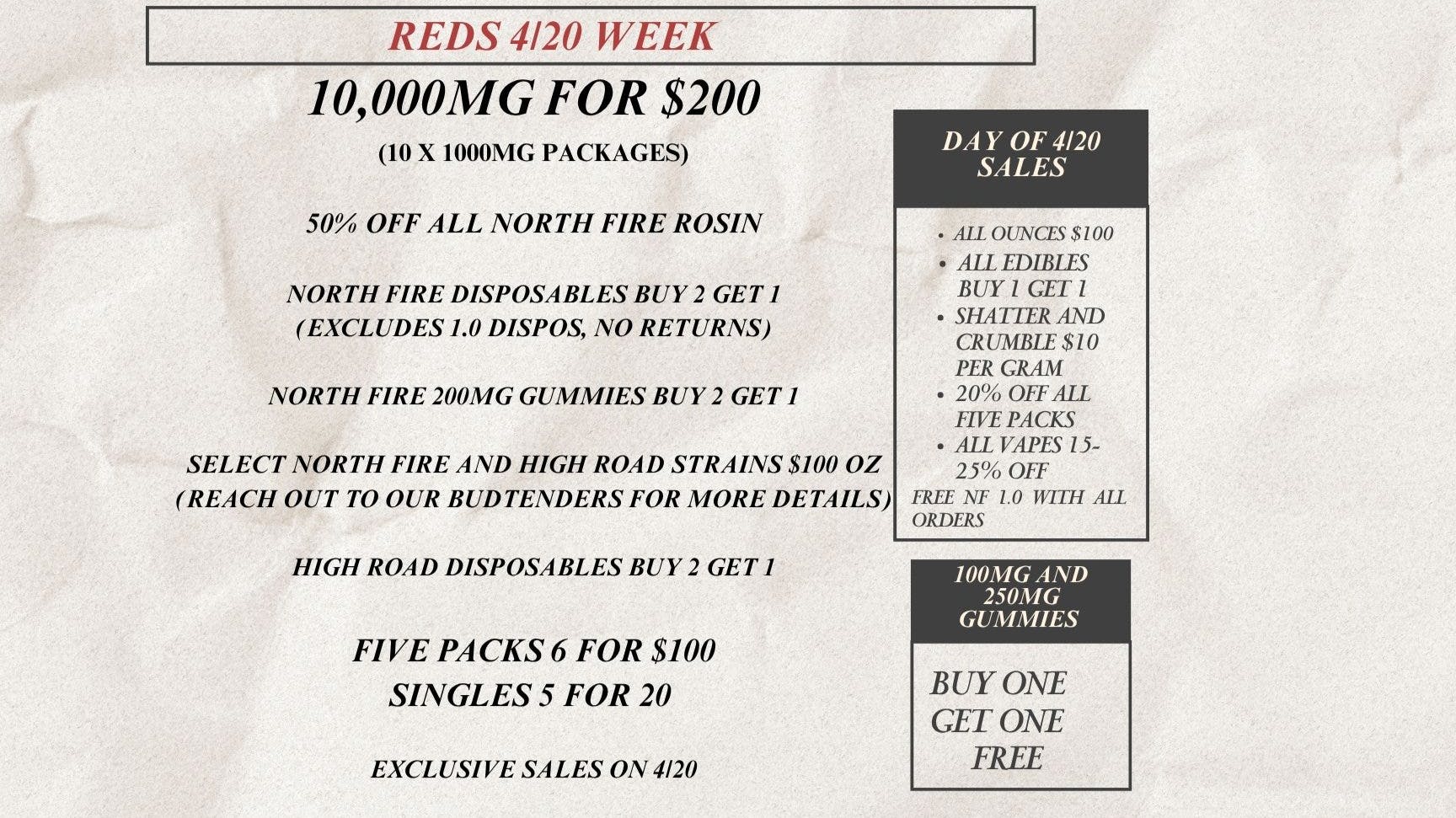 REDS MEDS NEW ENGLAND WEEK OF 4/20 SALES