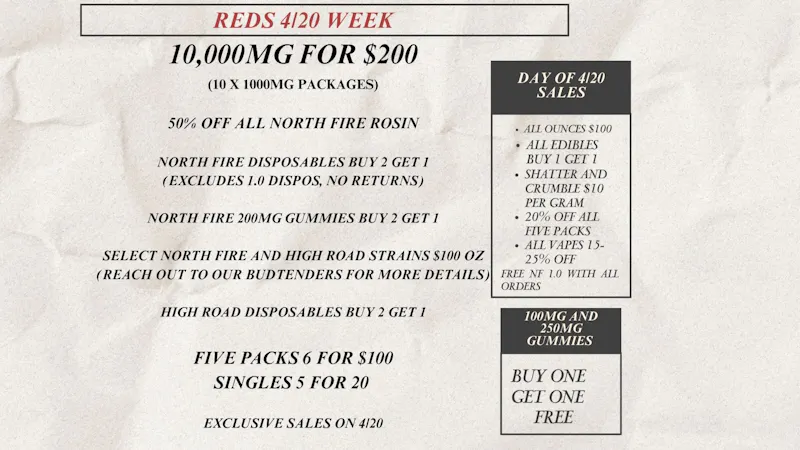 REDS MEDS NEW ENGLAND WEEK OF 4/20 SALES