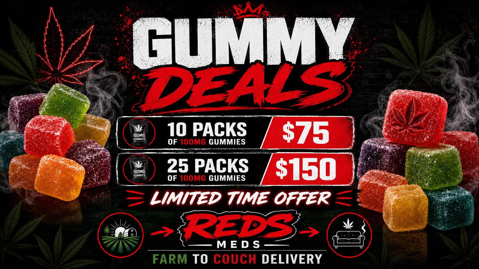 REDS MEDS NEW ENGLAND Stay home, we’ll handle the rest 100mg BULK