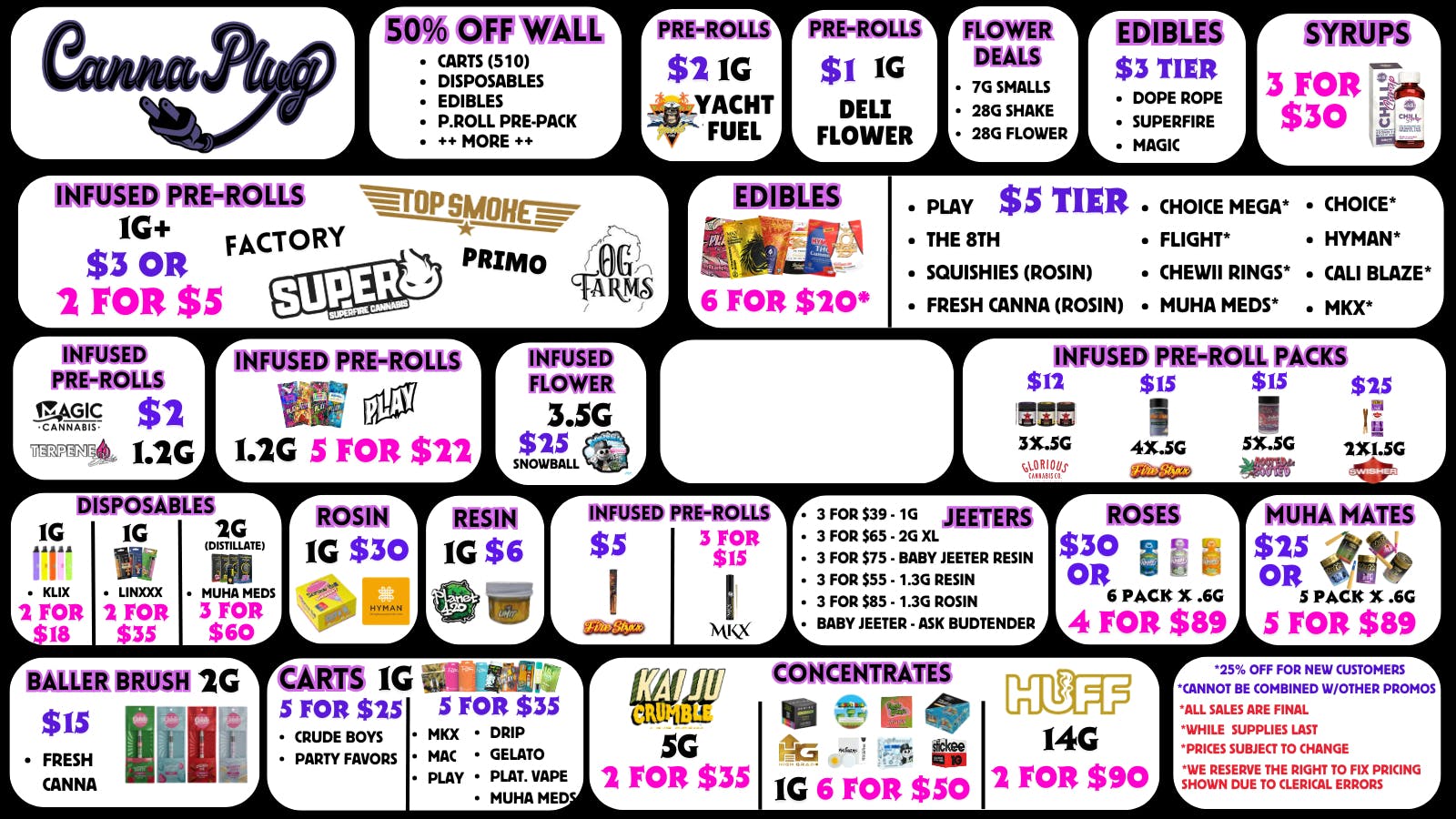 Canna Plug $2 Edible! $3 Cart! 50%OFF SELECT ITEMS!