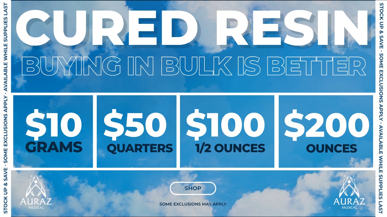 Auraz Medical Cured Resin Only $10/Gram — Don’t Miss Out!