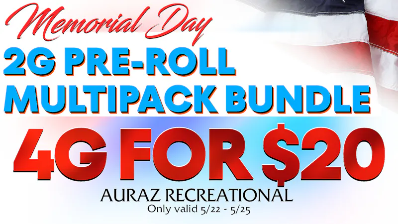 Auraz Recreational (21+) Pre-Roll Packs — 4g for $20 (8 Pre-Rolls Total)
