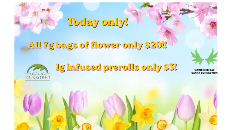 Maine Medical Canna Connection 7g bags of flower $20! 1g infused prerolls $3!!