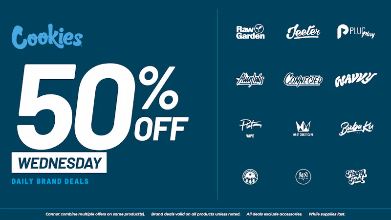 Cookies Merced WEDNESDAY DEAL: 50% OFF SELECT BRANDS