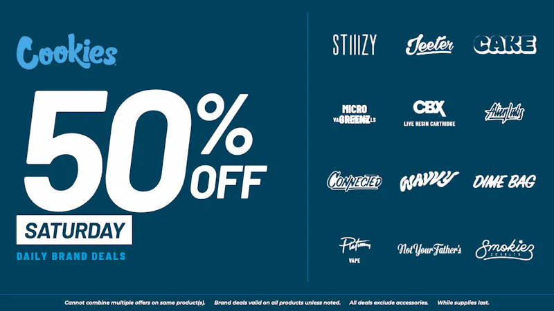 Cookies San Bernardino SATURDAY DEAL: 50% OFF SELECT BRANDS