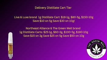 The Green Well - Delivery Live & Luxe brand $18-1g, $80-5g, $150-10g