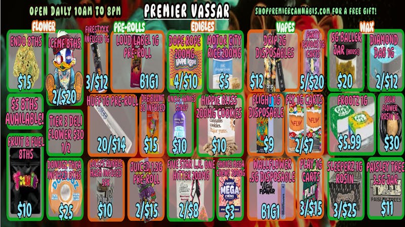 Premier Cannabis Vassar Danksgiving Deals